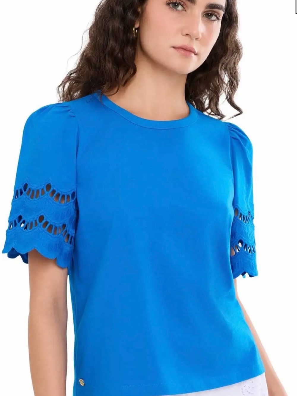 NEW Lilly Pulitzer Sabene Knit Top Nasseau Blue 100% Cotton Small MSRP $78